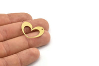 Brass Heart Charm, 10 Raw Brass Heart Charms With 1 Hole (22x27x0.60mm) A3333