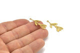 Brass Tulip Charm, 12 Raw Brass Tulip Charms With 1 Loop, Pendant Charms (27x11x0.60mm) A3201