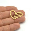 Brass Heart Charm, 10 Raw Brass Heart Connectors, Findings (26x31x0.60mm) A3264