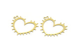 Brass Heart Charm, 10 Raw Brass Heart Charms With Heart Shaped 1 Loop (30x37x0.60mm) A3334
