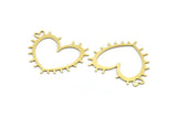 Brass Heart Charm, 10 Raw Brass Heart Charms With Heart Shaped 1 Loop (30x37x0.60mm) A3334