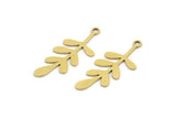 Brass Leaf Charm, 24 Raw Brass Leaf Charms With 1 Loop, Charm Pendants (26x10x0.60mm) A3259