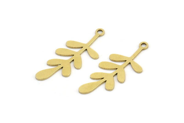 Brass Leaf Charm, 24 Raw Brass Leaf Charms With 1 Loop, Charm Pendants (26x10x0.60mm) A3259