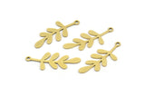 Brass Leaf Charm, 24 Raw Brass Leaf Charms With 1 Loop, Charm Pendants (26x10x0.60mm) A3259