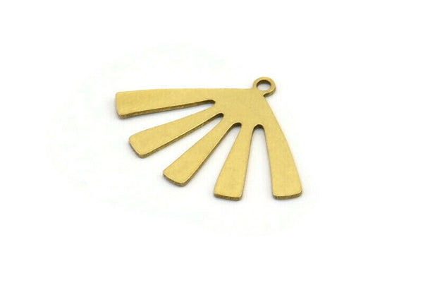 Brass Sun Charm, 12 Raw Brass Rising Sun Flag Shaped Charms With 1 Loop, Earring Findings (18x25x0.60mm) A3309