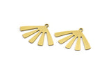 Brass Sun Charm, 12 Raw Brass Rising Sun Flag Shaped Charms With 1 Loop, Earring Findings (18x25x0.60mm) A3309