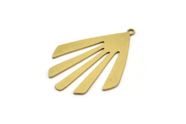 Brass Sun Charm, 8 Raw Brass Rising Sun Flag Shaped Charms With 1 Loop, Earring Findings (34x25x0.60mm) A3354