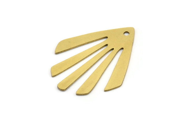 Brass Sun Charm, 8 Raw Brass Rising Sun Flag Shaped Charms With 1 Hole, Earring Findings (32x25x0.60mm) A3352