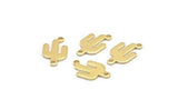 Brass Cactus Charm, 24 Raw Brass Cactus Charms With 2 Hole (15x9x0.90mm) M03372