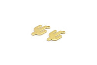 Brass Cactus Charm, 24 Raw Brass Cactus Charms With 1 Hole (15x9x0.90mm) M03373