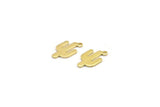 Brass Cactus Charm, 24 Raw Brass Cactus Charms With 1 Hole (15x9x0.90mm) M03373