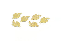 Brass Cactus Charm, 24 Raw Brass Cactus Charms With 1 Hole (15x9x0.90mm) M03373