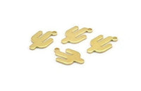 Brass Cactus Charm, 24 Raw Brass Cactus Charms With 1 Hole (15x9x0.90mm) M03373