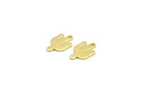 Brass Cactus Charm, 24 Raw Brass Cactus Charms With 1 Hole (14x9x0.90mm) M03371
