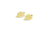 Brass Cactus Charm, 24 Raw Brass Cactus Charms With 1 Hole (14x9x0.90mm) M03371