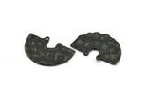 Semi Circle Charm, 4 Hammered Oxidized Black Brass Semi Circle Charm Pendants With 2 Holes (33x22x0.80mm) D0673 S1011