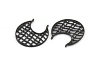 Black Ethnic Pendant, 1 Oxidized Brass Black Ethnic Pendants With 2 Loops (41x2mm) E246 S362