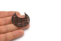 Black Ethnic Pendant, 1 Oxidized Brass Black Ethnic Pendants With 2 Loops (41x2mm) E246 S362