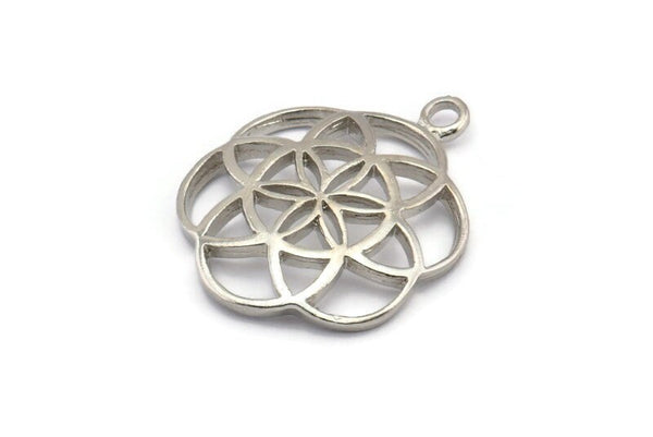 Silver Textured Pendant, 2 Silver Tone Textured Pendant With 1 Loop (23mm) N0241 H504