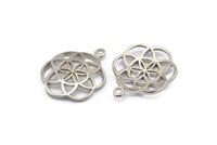 Silver Textured Pendant, 2 Silver Tone Textured Pendant With 1 Loop (23mm) N0241 H504