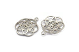 Silver Textured Pendant, 2 Silver Tone Textured Pendant With 1 Loop (23mm) N0241 H504
