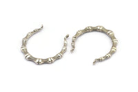 Gümüş Yuvarlak Kolye, 2 Antik Gümüş Kaplama Pirinç Yuvarlak Kemikli Kolye, Küpeler, 2 Döngülü Bulgular (35 mm) N0879 H0967