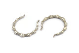 Gümüş Yuvarlak Kolye, 2 Antik Gümüş Kaplama Pirinç Yuvarlak Kemikli Kolye, Küpeler, 2 Döngülü Bulgular (35 mm) N0879 H0967