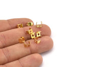 Brass Crimp End, 150 Raw Brass Geometric Cap Connectors With 1 Hole, Findings (6x5mm) D1129