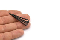 Black Triangle Prism, 2 Oxidized Brass Black Triangle Prism Pendants With 1 Loop (45x10mm) BS 1983 S704