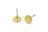 Brass Round Earring, 12 Textured Raw Brass Round Stud Earrings (7x0.80mm) M01588 A2444