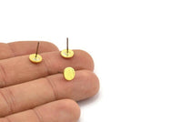 Brass Round Earring, 12 Textured Raw Brass Round Stud Earrings (7x0.80mm) M01588 A2444