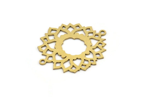 Pirinç Çiçek Tılsımı, 2 Döngülü 8 Ham Pirinç Çiçek Bağlantı Parçası, Tılsım Kolye Uçları (30x27x0,60 mm) A3256