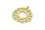 Brass Flower Charm, 12 Raw Brass Flower Charms With 1 Loop, Charm Pendants (24x21x0.60mm) A3258