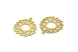 Brass Flower Charm, 12 Raw Brass Flower Charms With 1 Loop, Charm Pendants (24x21x0.60mm) A3258