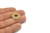 Brass Flower Charm, 12 Raw Brass Flower Charms With 1 Loop, Charm Pendants (24x21x0.60mm) A3258