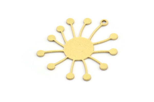 Brass Virus Charm, 10 Raw Brass Virus Shaped Charms With 1 Loop, Earring Charms (30x25x0.60mm) A3250