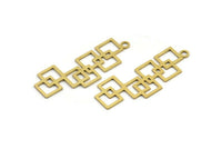 Brass Square Charm, 12 Raw Brass Square Shaped Charms With 1 Loop, Findings (37x15x0.60mm) A3200