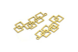 Brass Square Charm, 12 Raw Brass Square Shaped Charms With 1 Loop, Findings (37x15x0.60mm) A3200