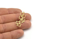 Brass Square Charm, 12 Raw Brass Square Shaped Charms With 1 Loop, Findings (37x15x0.60mm) A3200