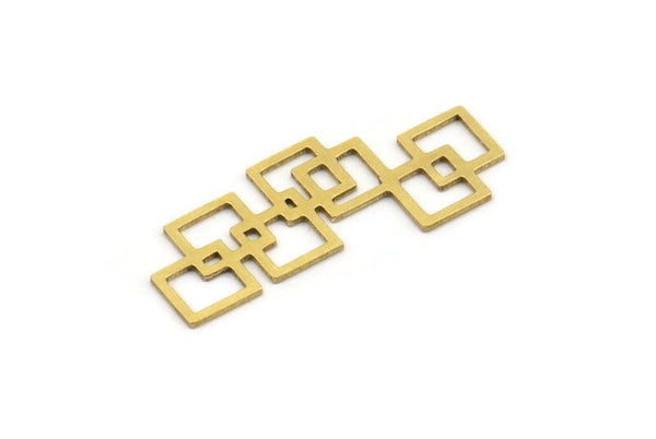 Brass Square Charm, 12 Raw Brass Square Shaped Connectors, Findings (30x13x0.60mm) A3181