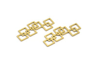Brass Square Charm, 12 Raw Brass Square Shaped Connectors, Findings (30x13x0.60mm) A3181