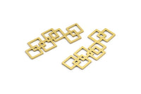 Brass Square Charm, 12 Raw Brass Square Shaped Connectors, Findings (30x13x0.60mm) A3181