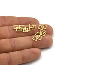 Brass Square Charm, 12 Raw Brass Square Shaped Connectors, Findings (30x13x0.60mm) A3181