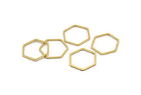 Brass Hexagon Charm, 24 Raw Brass Hexagon Rings, Connectors (21x18x1mm) A3342