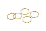 Brass Hexagon Charm, 24 Raw Brass Hexagon Rings, Connectors (21x18x1mm) A3342