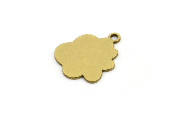 Brass Cloud Charm, 24 Raw Brass Cloud Shaped Charms With 1 Loop, Earring Charms (15x12x0.60mm) A3327