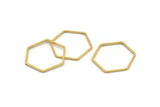 Brass Hexagon Charm, 24 Raw Brass Hexagon Rings, Connectors (26x23x1mm) A3344