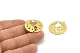 Brass Star Charm, 6 Raw Brass Moon And Planet Charms With 1 Loop, Findings (28x26x0.60mm) A3340
