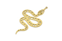 Brass Snake Charm, 6 Raw Brass Snake Pendants With 1 Loop, Charms, Findings (55x31x0.60mm) A3236