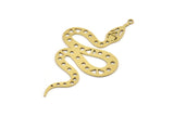 Brass Snake Charm, 6 Raw Brass Snake Pendants With 1 Loop, Charms, Findings (55x31x0.60mm) A3236